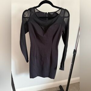 Guess Black Mesh Long Sleeve Dress
